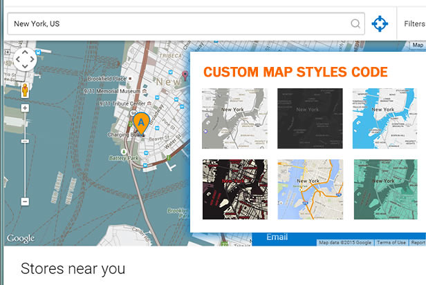Custom Map Styling Store Locator using Snazzymaps