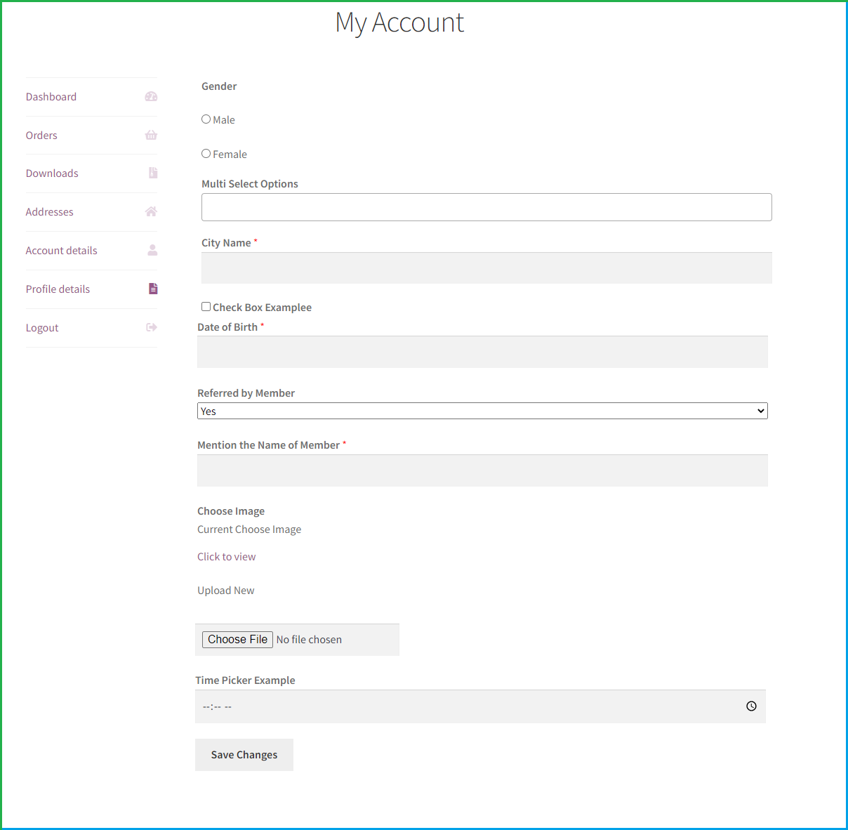 WooCommerce Registration plugin - my account section