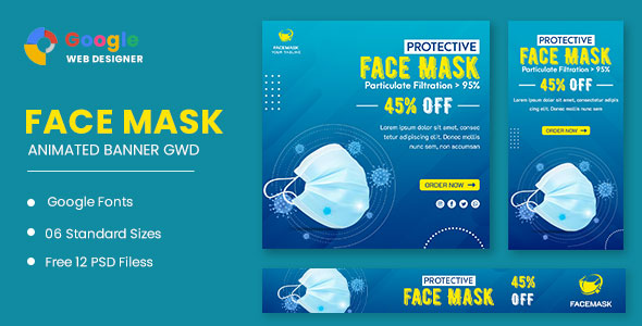 Face Mask Animated Banner Google Web Designer icon