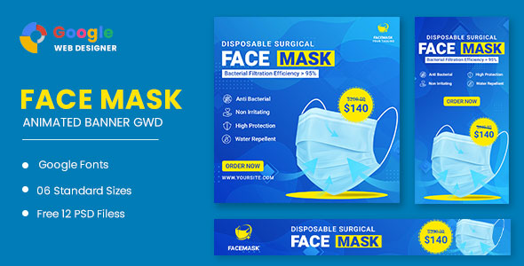 Face Mask Animated Banner Google Web Designer icon