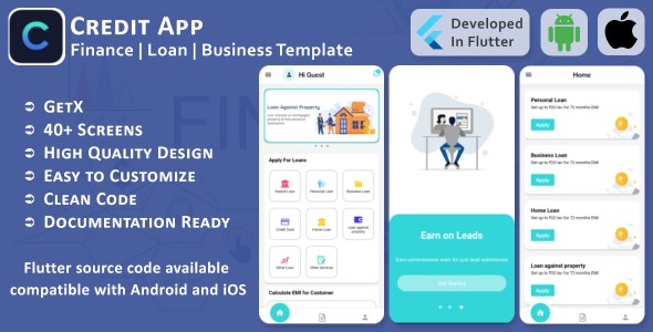 Credit App - Finance, Loan, Business - Flutter Mobile UI Template/Kit (Android, iOS) icon