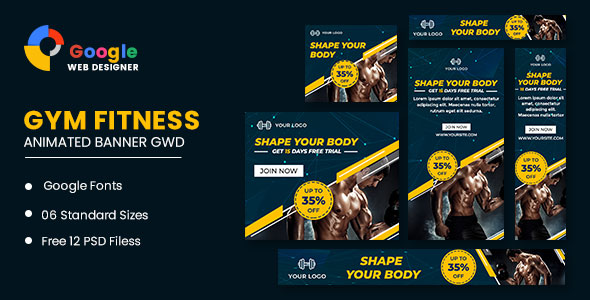 Fitness Google Adwords HTML5 Banner Ads GWD icon