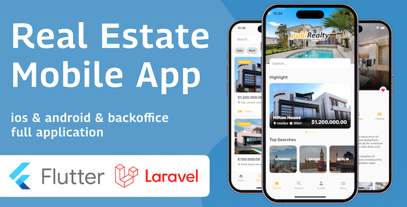 Flutter Real Estate Mobile App with Admin Panel | Flutter & Laravel 9 icon