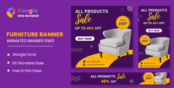 Furniture Google Adwords HTML5 Banner Ads GWD icon