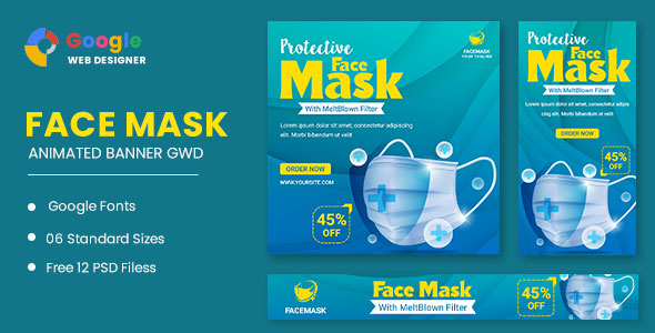 Face Mask Animated Banner Google Web Designer icon