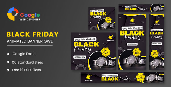 Black Friday Sale Watch HTML5 Banner Ads GWD icon