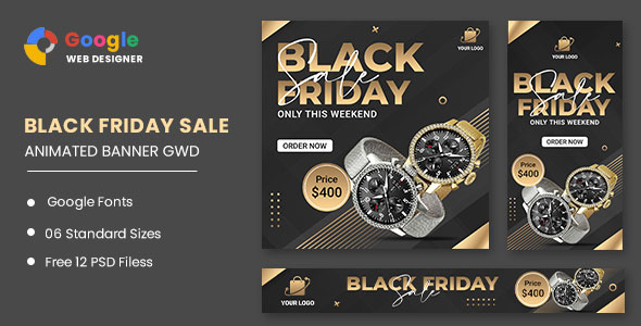 Black Friday Sale Watch HTML5 Banner Ads GWD icon