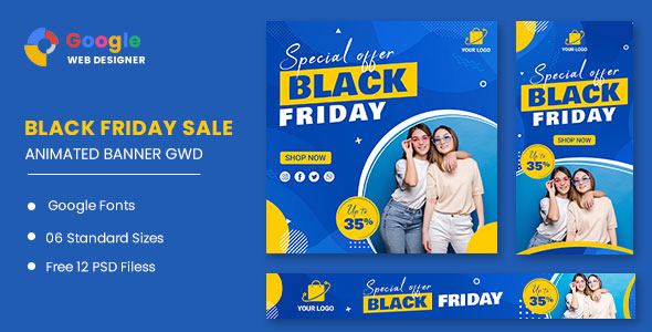 Black Friday Sale Fashion HTML5 Banner Ads GWD icon