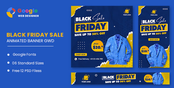 Black Friday Sale HTML5 Banner Ads GWD icon