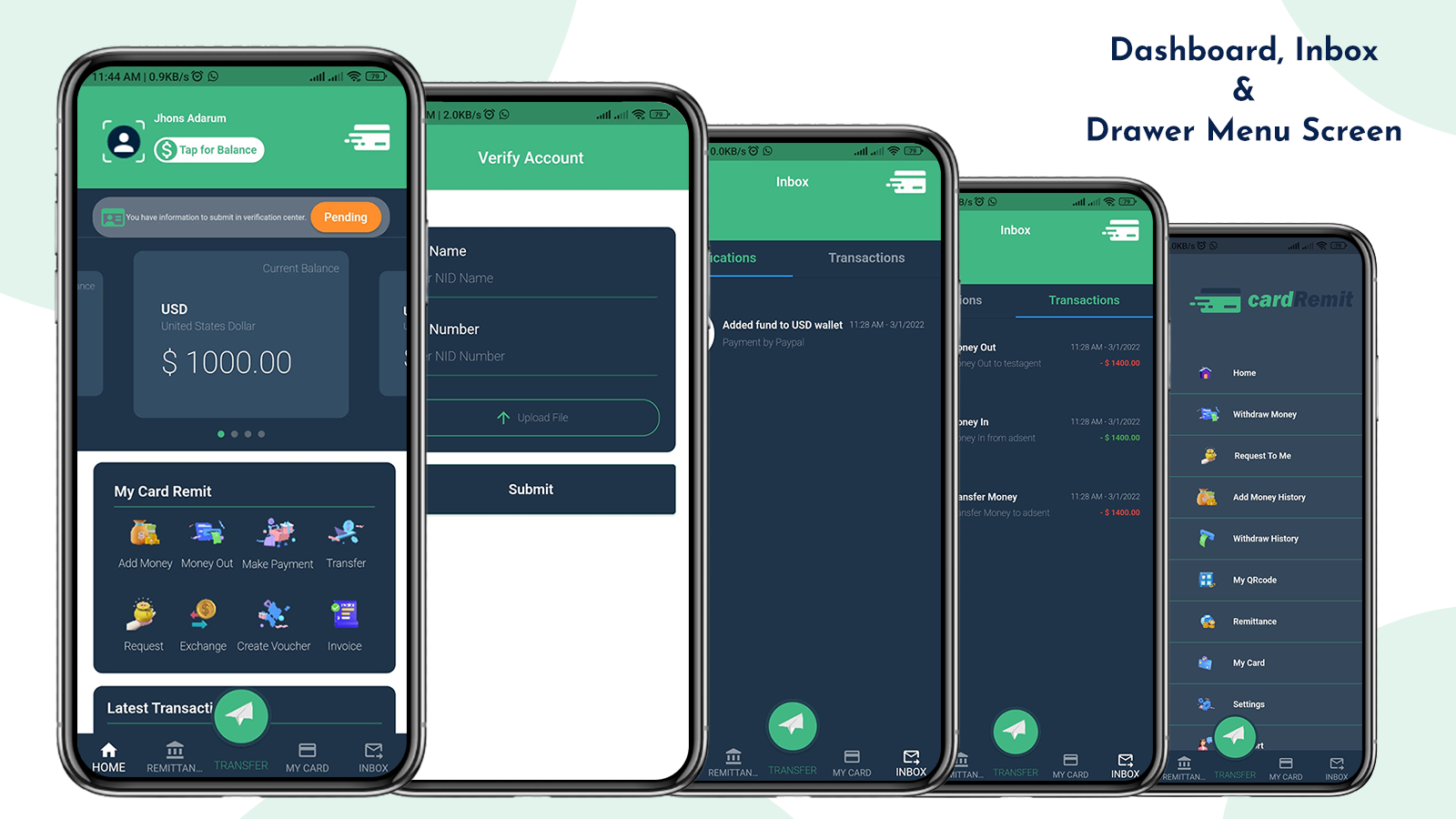 cardRemit - Virtual Prepaid Card and Remittance Platform Flutter App ...