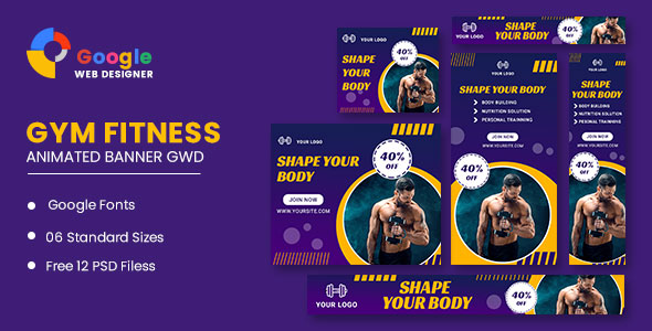 Fitness Google Adwords HTML5 Banner Ads GWD icon
