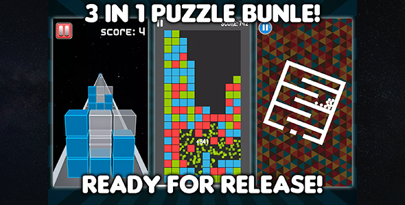3 in 1 puzzle bundle (Unity source code) - ready to release projects - brain games pack icon