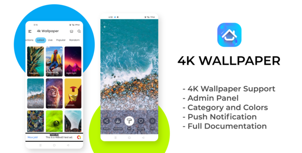 4K Wallpaper App with Live Wallpaper and Admin Panel , Admob Ads icon