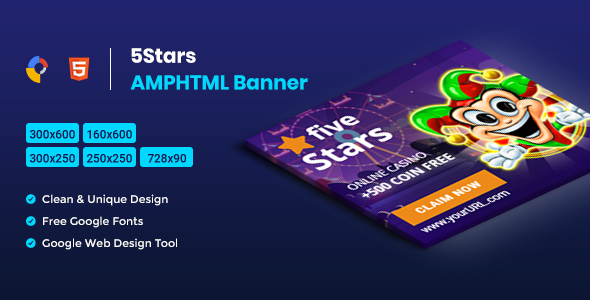 5 Stars AMPHTML Banners Ads Template icon