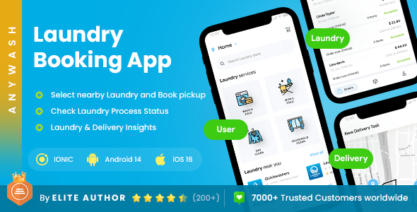 6 App Template| Multi Vendor Laundry Booking App| Laundry Delivery App| Anywash icon
