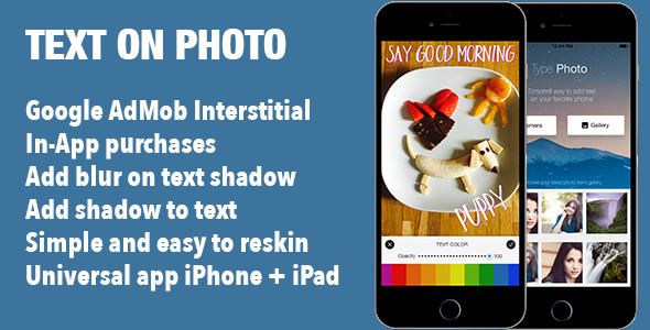 Add Text on Photo Image iOS Universal App Template icon