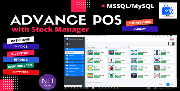 Advance POS System with Stock Manager | ASP.NET Core | EF Core | .NET Core 6.0 icon