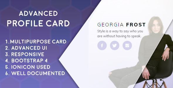 Advanced Profile Card (Bootstrap 4) icon