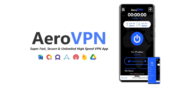 AeroVPN - Super Fast, Secure High Speed VPN App | ADMOB, APPLOVIN, FAN, FIREBASE, ONESIGNAL, G DRIVE icon