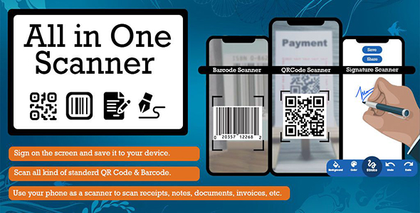 All in One Scanner: QR Code, Barcode, Document, Signature - Android App + Admob + Facebook icon