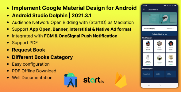 Android Ebook Mania App with Firebase Backend icon