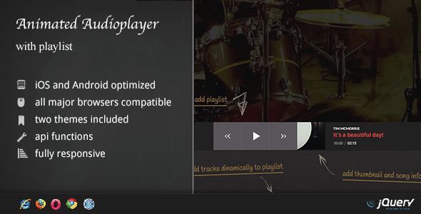 Animated Audio Player with Playlist icon