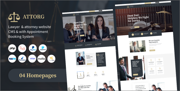 Attorg - lawyer & attorney website cms with Appointment Booking System PHP Scripts icon
