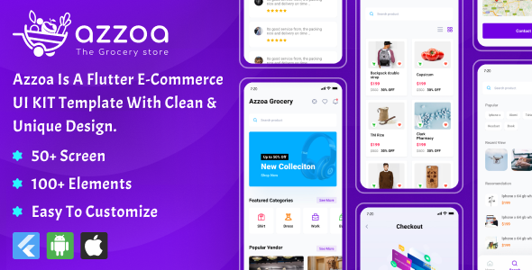 Azzoa E-Commerce UI Template developed using Flutter icon