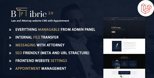 Bibric – Law and Attorney website CMS with Appointment icon