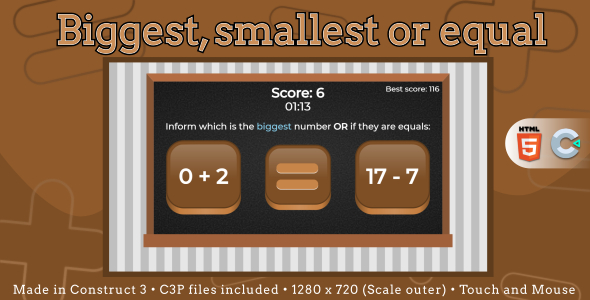 Biggest, smallest or equal - HTML5 Math game icon