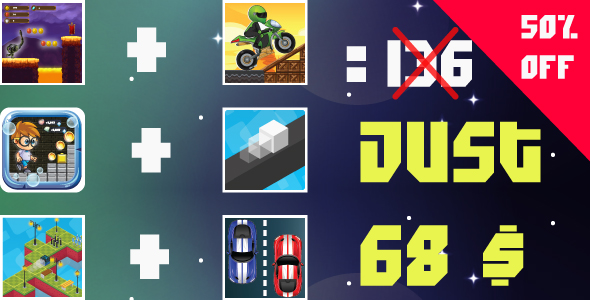 Bundle 6 Games Android with different Gameplay icon