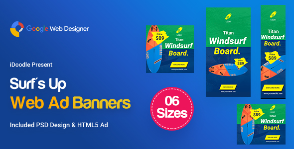 C38 - Surf's Up HTML5 Banners Ad - GWD & PSD icon