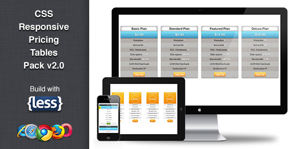 CSS LESS Responsive Pricing Tables Pack V2 icon