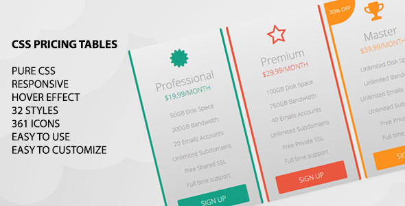 CSS Pricing Tables icon