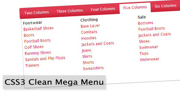 CSS3 Clean Mega Menu icon