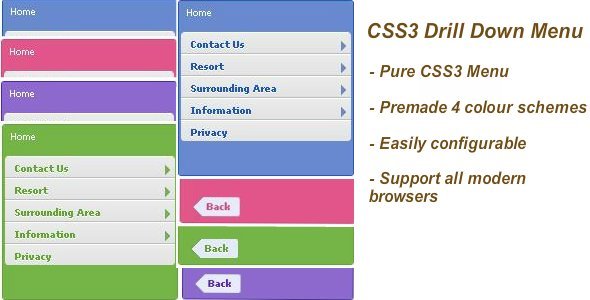 CSS3 Drill Down Menu icon
