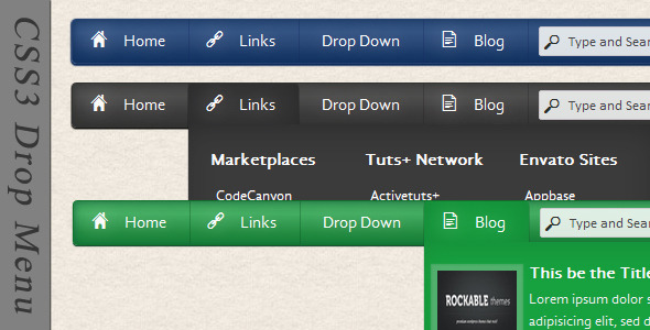 CSS3 Drop Menu icon