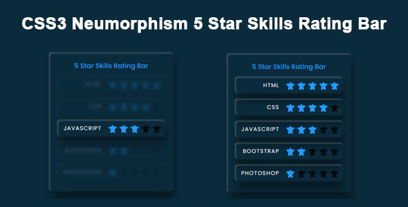 CSS3 Neumorphism 5 Star Skills Rating Bar icon