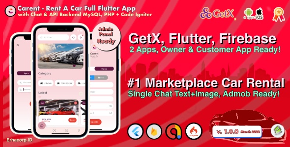 Carent - Rent Car Full Flutter App with Chat | Admin Panel | GetX | Owner & Customer App Include icon