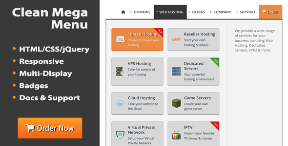 Clean Mega Menu