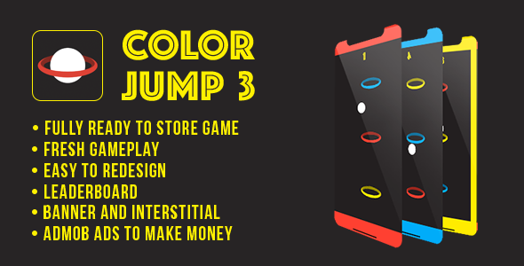Color Jump 3 - Fun Arcade Game Android Template + easy to reskine + AdMob icon