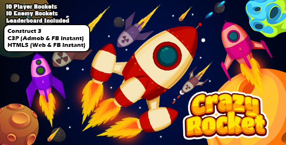 Crazy Rocket 2 Space Shooter Game (Construct 3 | C3P | HTML5) Admob Ready icon