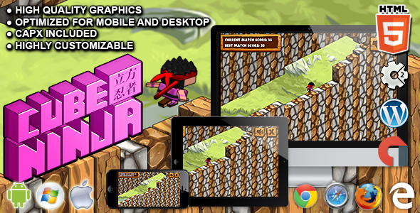 Cube Ninja - HTML5 Construct Running Game icon