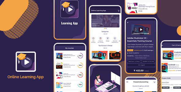DTLearning - Online Learning Mobile Flutter full app | iOS | Android | Admin panel image