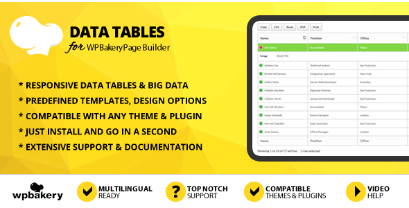 Data Tables Addon for WPBakery Page Builder icon