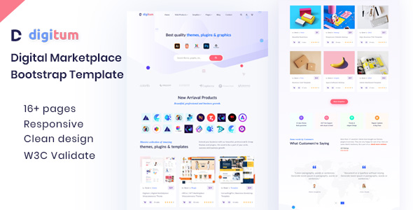 Digitum | Digital Marketplace html Template icon