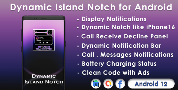 Dynamic Island Notch Source Code for Android with Admob Ads & FB Mediation Setup ( Android 11 ) icon