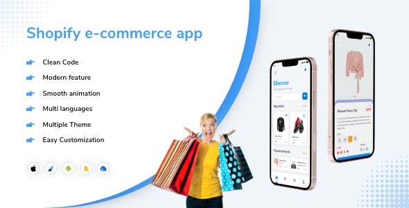 E-Shopify UI Template Flutter 3.3 Supported icon