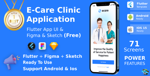 ECare ANDROID + IOS + FIGMA + SKETCH | UI Kit | Flutter | Online Clinic App for Doctor & Patient icon