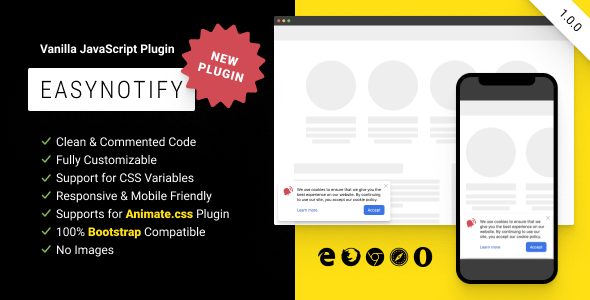 EasyNotify: Lightweight Responsive JS Plugin for Modern Notification icon